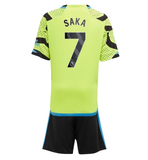 Arsenal Bukayo Saka #7 Venkovní dres pro děti 2023-24 Krátký Rukáv (+ trenýrky)